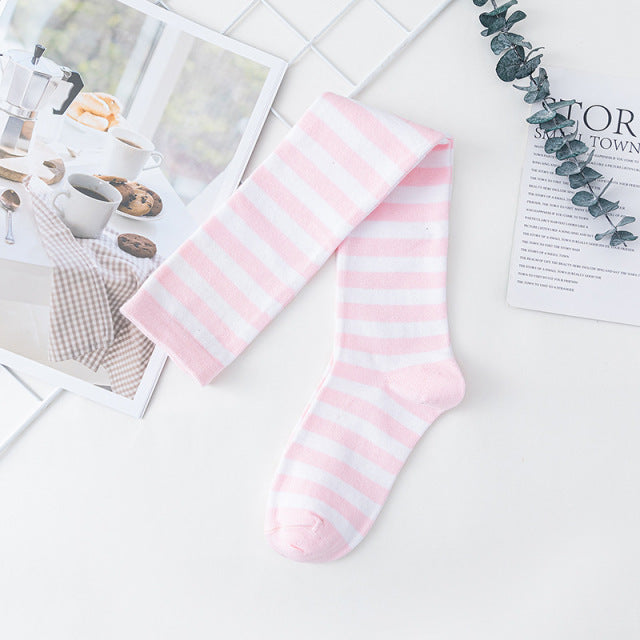 Lolita Cute Lace Flower Thigh High Socks Japanese Cartoon Girl Comfortable Knee High Socks Cotton Fall Winter Long Socks Women