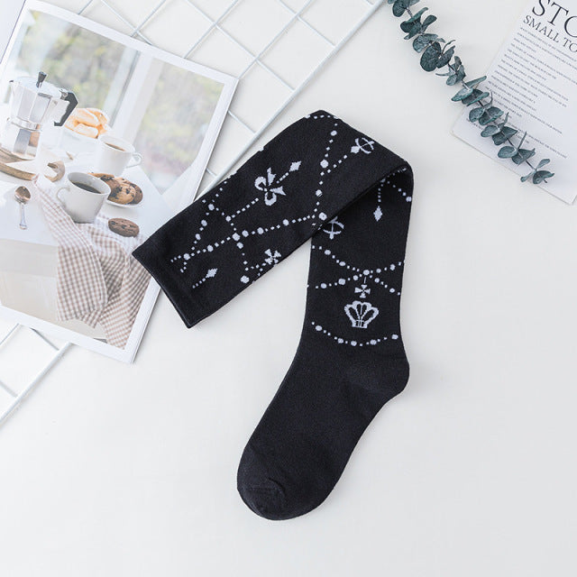 Lolita Cute Lace Flower Thigh High Socks Japanese Cartoon Girl Comfortable Knee High Socks Cotton Fall Winter Long Socks Women