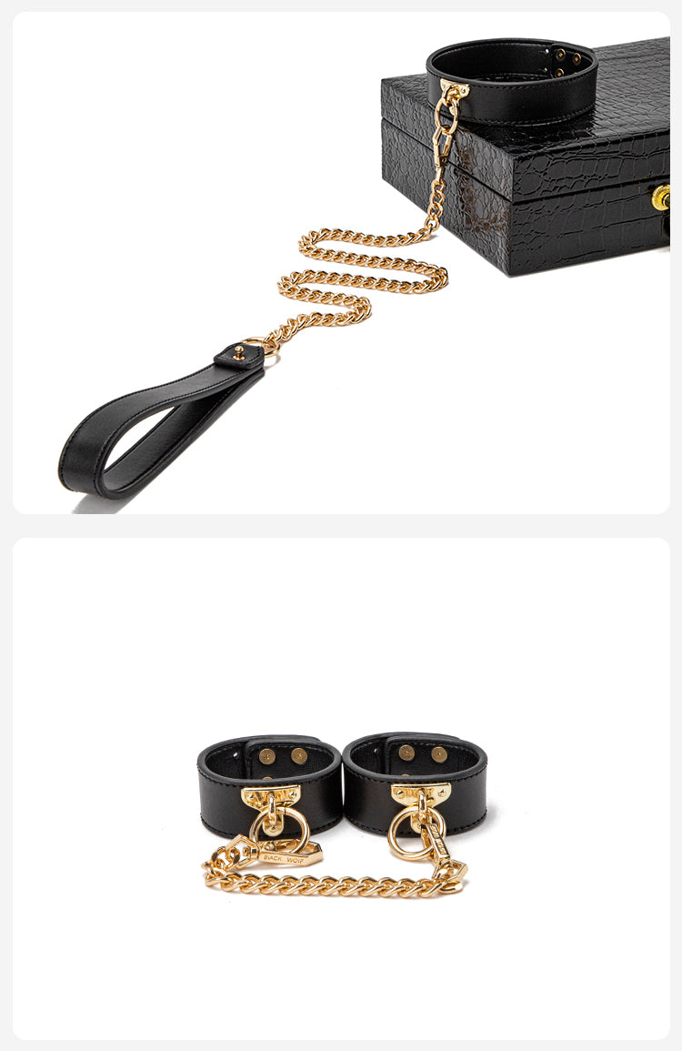 BLACKWOLF Slave Bed Bondage Collar Genuine leather Neck Restraint with Leash BDSM Erotic Sex Toys For Women Couples Adult Games