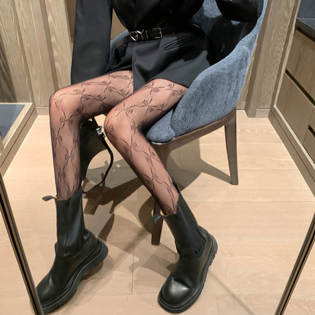 Starry Star Printed Women Tights Black Sexy Pantyhose Transparent Mesh Thin High Elastic Stockings