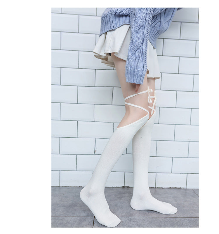 Lolita Cross-tie Over-knee Socks Sexy Long Tube Jk Uniform Calf Socks Female Japanese Middle and High Tube Stockings Cute Woman