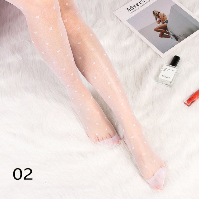 Woman Thin Sexy Small Polka Dot Stockings Vintage Lady Tights Classic Tattoo Stockings Pantyhose Female Hosiery