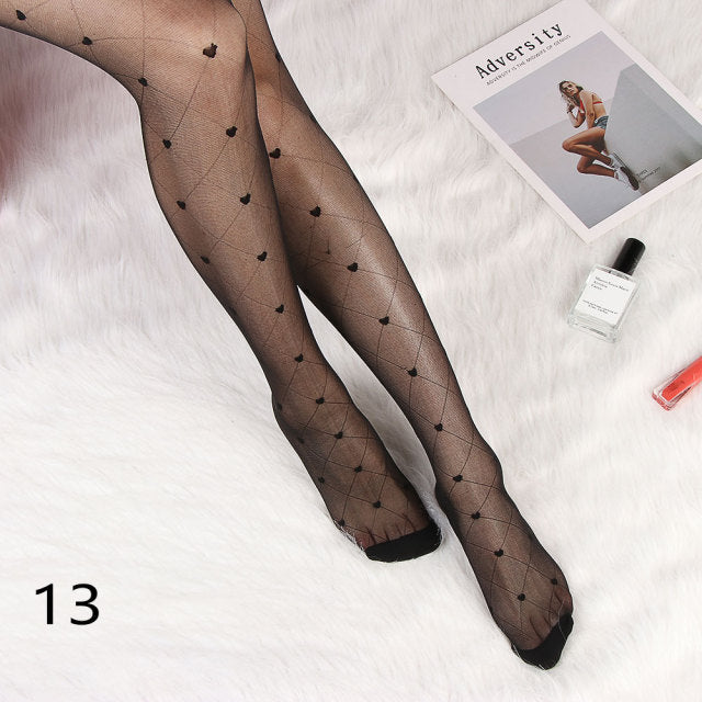 Woman Thin Sexy Small Polka Dot Stockings Vintage Lady Tights Classic Tattoo Stockings Pantyhose Female Hosiery