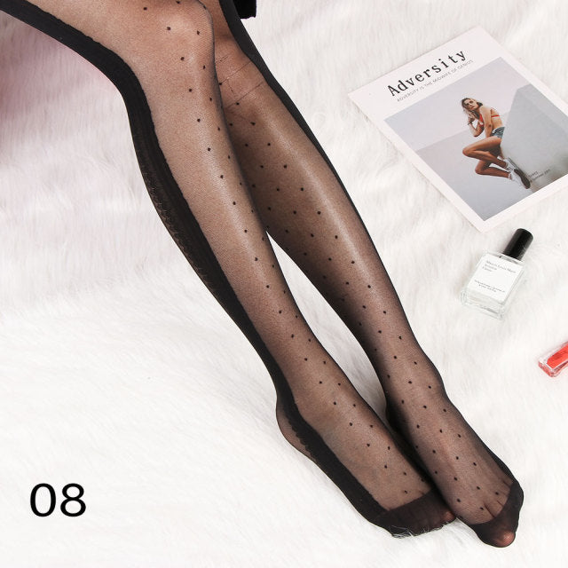 Woman Thin Sexy Small Polka Dot Stockings Vintage Lady Tights Classic Tattoo Stockings Pantyhose Female Hosiery