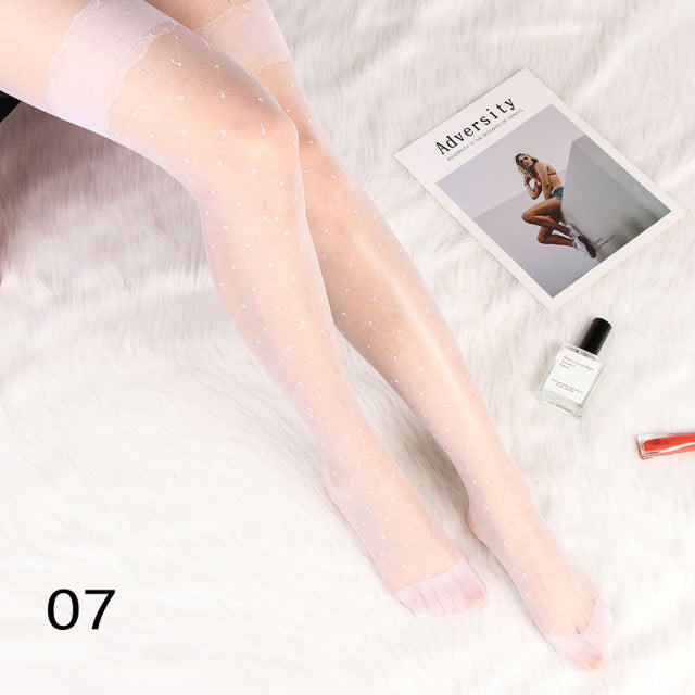 Woman Thin Sexy Small Polka Dot Stockings Vintage Lady Tights Classic Tattoo Stockings Pantyhose Female Hosiery