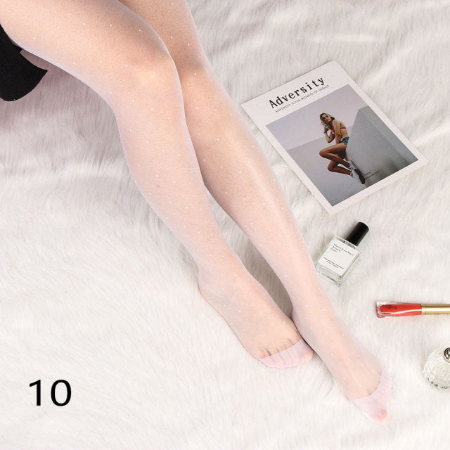 Woman Thin Sexy Small Polka Dot Stockings Vintage Lady Tights Classic Tattoo Stockings Pantyhose Female Hosiery
