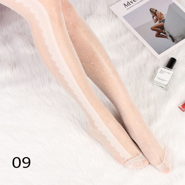 Woman Thin Sexy Small Polka Dot Stockings Vintage Lady Tights Classic Tattoo Stockings Pantyhose Female Hosiery