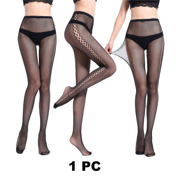 Sexy Black Female Fishnet Tights Women Stockings Hot sale Women Fashion Sexy Black Stripes Pattern Stockings Tights Pantyhoses