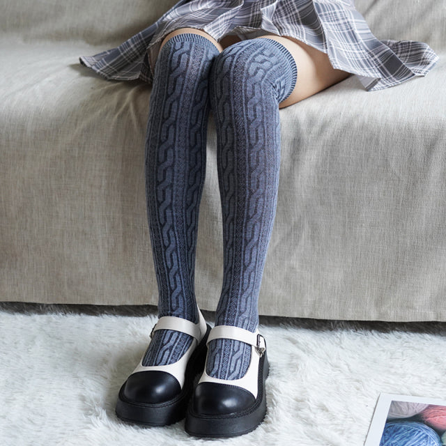 Thigh High Socks Fashion Female Sexy Women‘s Stockings Warm Long Boot Knit Black Cute Lolita Over Knee High Socks