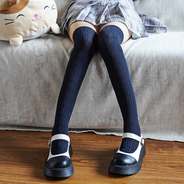 Thigh High Socks Fashion Female Sexy Women‘s Stockings Warm Long Boot Knit Black Cute Lolita Over Knee High Socks