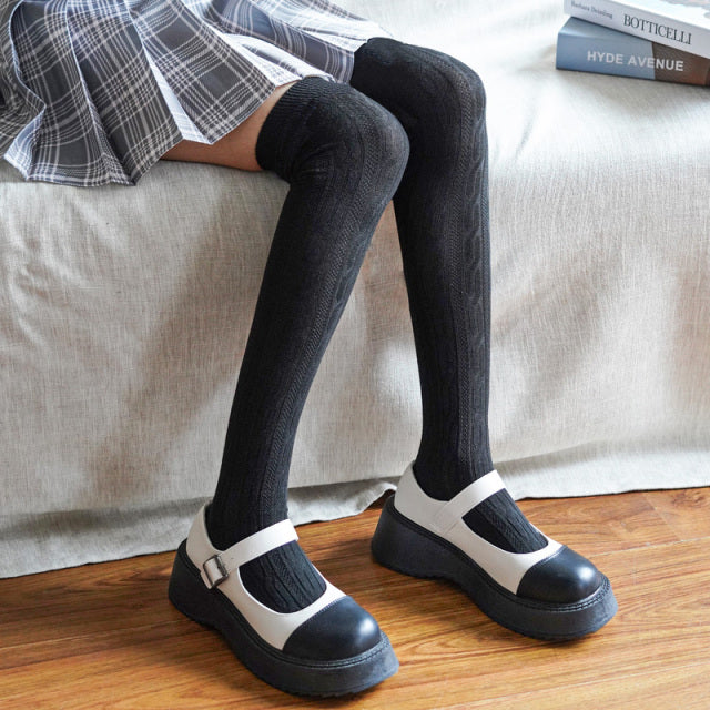 Thigh High Socks Fashion Female Sexy Women‘s Stockings Warm Long Boot Knit Black Cute Lolita Over Knee High Socks