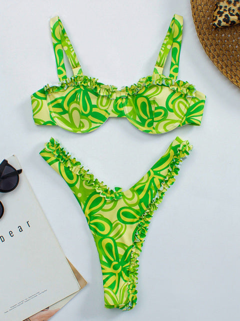 MYTENG Brazilian Sexy Underwire Push Up Bra Bikini 2 Piece Set Swimwear Women Beachwear High Cut Swimsuit