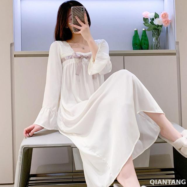 Lace Trim Sleep Dress Women Nightgown Sexy Modal Sleepwear Intimate Lingerie Nightwear Home Dressing Gown Lounge Robe