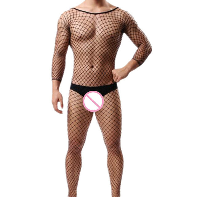 Fetish Gay Men Open Crotch See Through Costume Bodystocking Sexy Lingerie Porno Sex Transparent Sleepwear Seamless Stocking Body