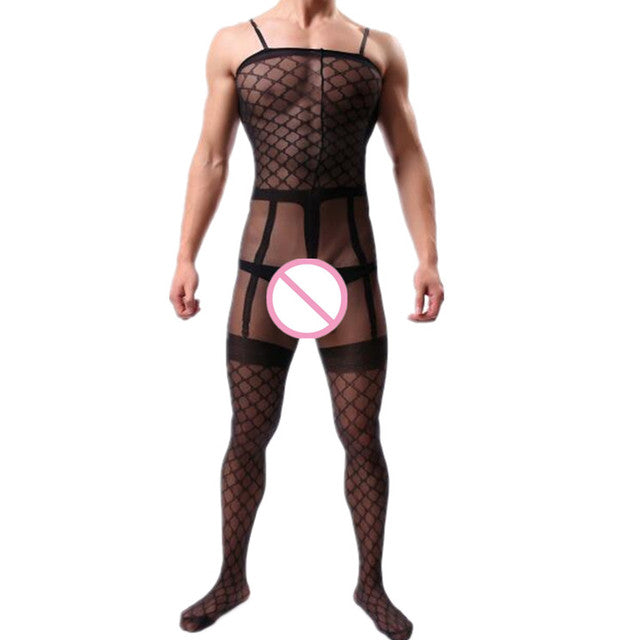 Fetish Gay Men Open Crotch See Through Costume Bodystocking Sexy Lingerie Porno Sex Transparent Sleepwear Seamless Stocking Body