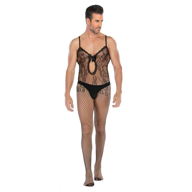 Fetish Gay Men Open Crotch See Through Costume Bodystocking Sexy Lingerie Porno Sex Transparent Sleepwear Seamless Stocking Body