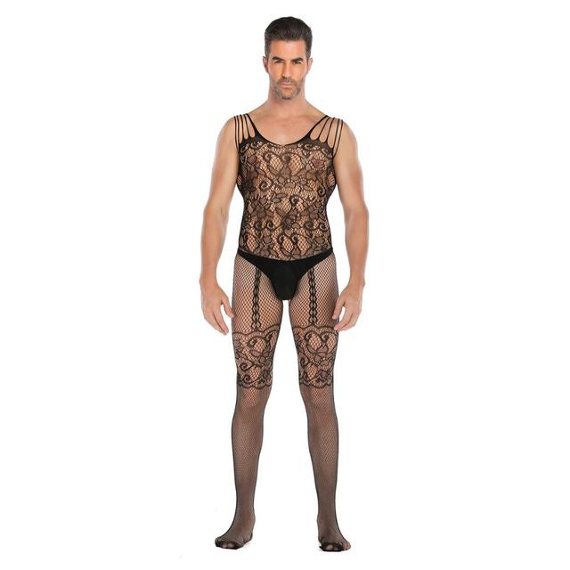 Fetish Gay Men Open Crotch See Through Costume Bodystocking Sexy Lingerie Porno Sex Transparent Sleepwear Seamless Stocking Body