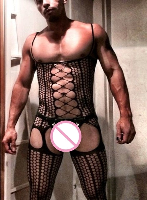 Fetish Gay Men Open Crotch See Through Costume Bodystocking Sexy Lingerie Porno Sex Transparent Sleepwear Seamless Stocking Body