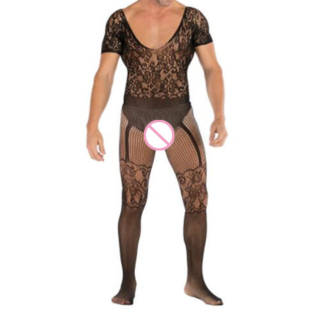 Fetish Gay Men Open Crotch See Through Costume Bodystocking Sexy Lingerie Porno Sex Transparent Sleepwear Seamless Stocking Body
