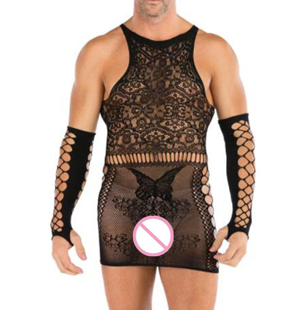 Fetish Gay Men Open Crotch See Through Costume Bodystocking Sexy Lingerie Porno Sex Transparent Sleepwear Seamless Stocking Body