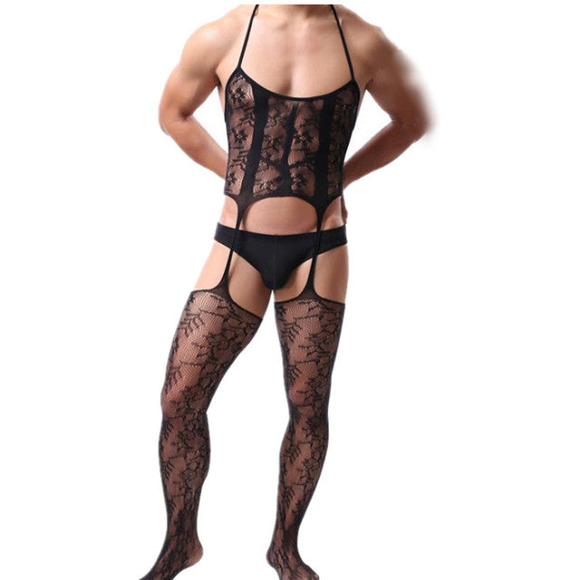 Fetish Gay Men Open Crotch See Through Costume Bodystocking Sexy Lingerie Porno Sex Transparent Sleepwear Seamless Stocking Body