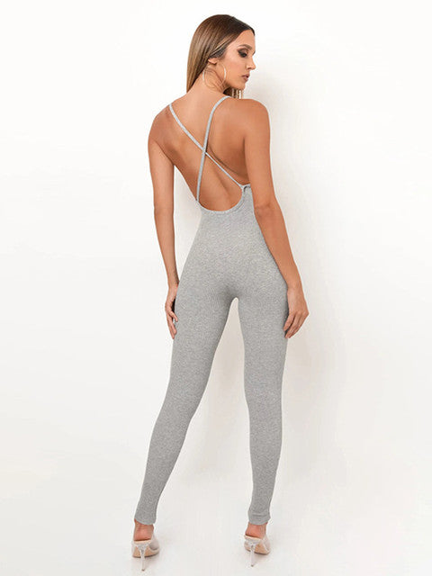 Kliou v-neck skinny sexy jumpsuit women summer hollow out partywear halter sleeveless streetwear outfit fitness backless