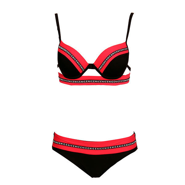 Andzhelika Sexy Letter Bandage Bikinis Swimsuit Women Summer Two Piece Swimwear Push Up Bikini Set Bathing Suit