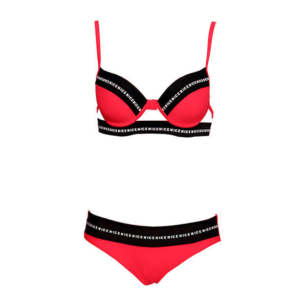 Andzhelika Sexy Letter Bandage Bikinis Swimsuit Women Summer Two Piece Swimwear Push Up Bikini Set Bathing Suit