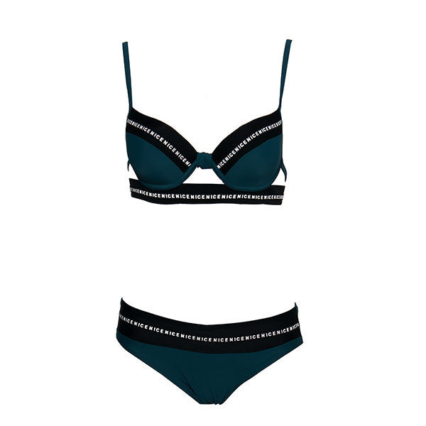 Andzhelika Sexy Letter Bandage Bikinis Swimsuit Women Summer Two Piece Swimwear Push Up Bikini Set Bathing Suit