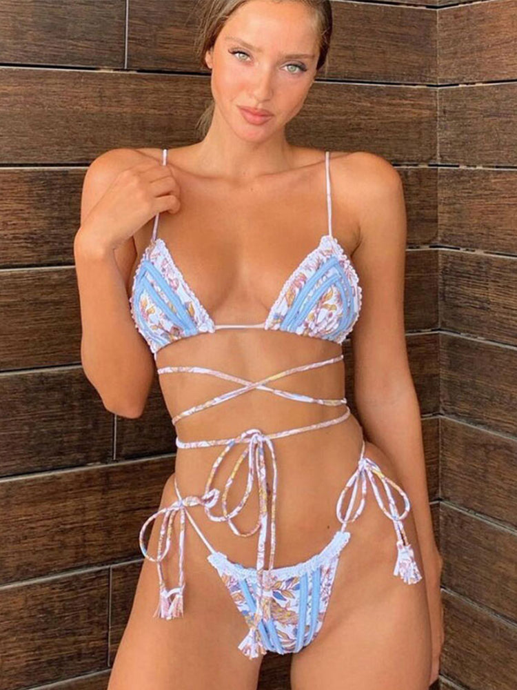 COOBBU Sexy Push Up Bikinis Thongs Swimsuit Women Summer Beachwear Folds Bandage Bathing Suit Solid Swimwear Bikini Sets