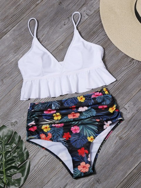 Bikini Push Up Summer Floral Sexy Swimwear Sport Women Plus Size Swimming Suit For Women Swimsuit High Waist Bikini Set