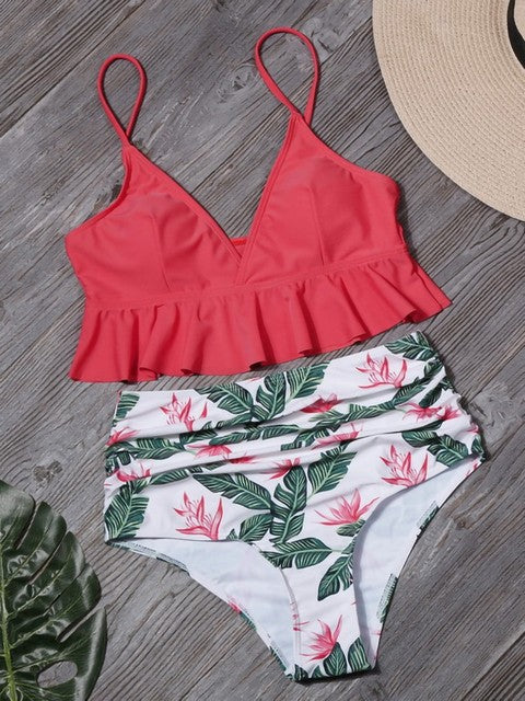 Bikini Push Up Summer Floral Sexy Swimwear Sport Women Plus Size Swimming Suit For Women Swimsuit High Waist Bikini Set