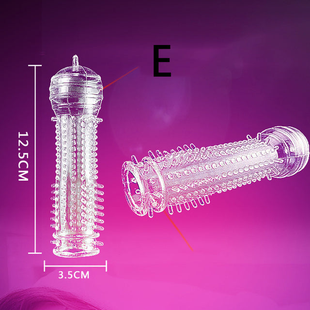 5Pcs Reusable Condoms Male Penis Extension Sleeves Sperm Lock Cock Ring Dildo Cover Adult Sex Toys For Men Delay Ejaculation