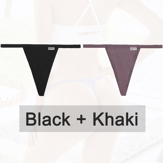 2PCS/Set Cotton Panties Sexy G-String Women Underwear T-Back Lingerie for Female Panties Underpants Briefs Thong Intimates