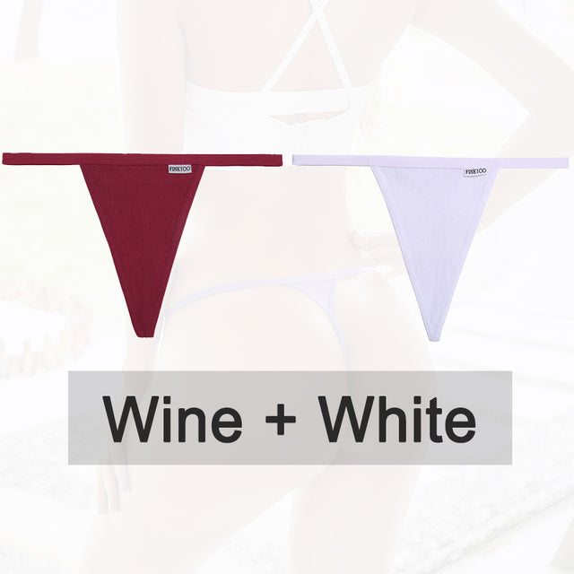 2PCS/Set Cotton Panties Sexy G-String Women Underwear T-Back Lingerie for Female Panties Underpants Briefs Thong Intimates