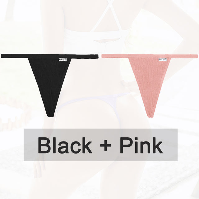 2PCS/Set Cotton Panties Sexy G-String Women Underwear T-Back Lingerie for Female Panties Underpants Briefs Thong Intimates