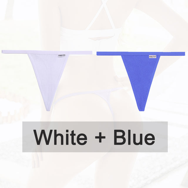 2PCS/Set Cotton Panties Sexy G-String Women Underwear T-Back Lingerie for Female Panties Underpants Briefs Thong Intimates