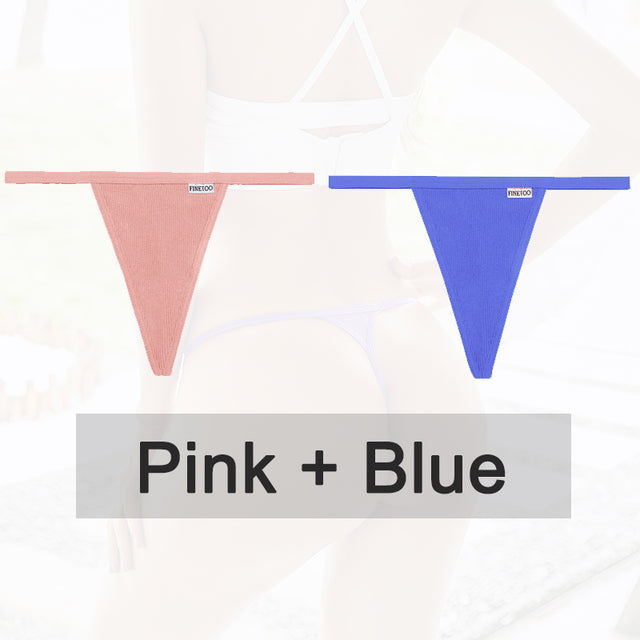 2PCS/Set Cotton Panties Sexy G-String Women Underwear T-Back Lingerie for Female Panties Underpants Briefs Thong Intimates