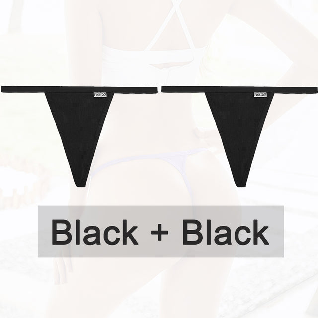 2PCS/Set Cotton Panties Sexy G-String Women Underwear T-Back Lingerie for Female Panties Underpants Briefs Thong Intimates