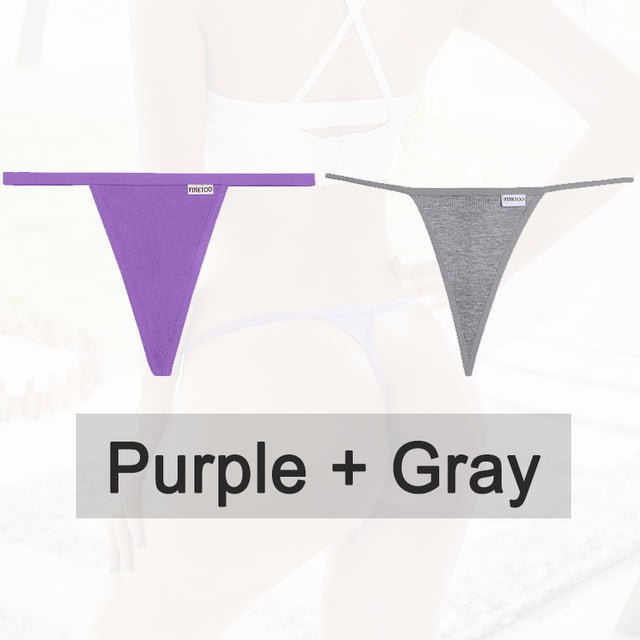 2PCS/Set Cotton Panties Sexy G-String Women Underwear T-Back Lingerie for Female Panties Underpants Briefs Thong Intimates