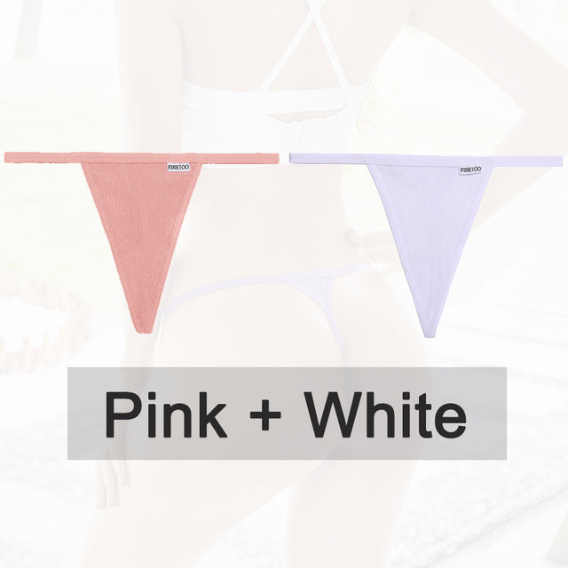 2PCS/Set Cotton Panties Sexy G-String Women Underwear T-Back Lingerie for Female Panties Underpants Briefs Thong Intimates