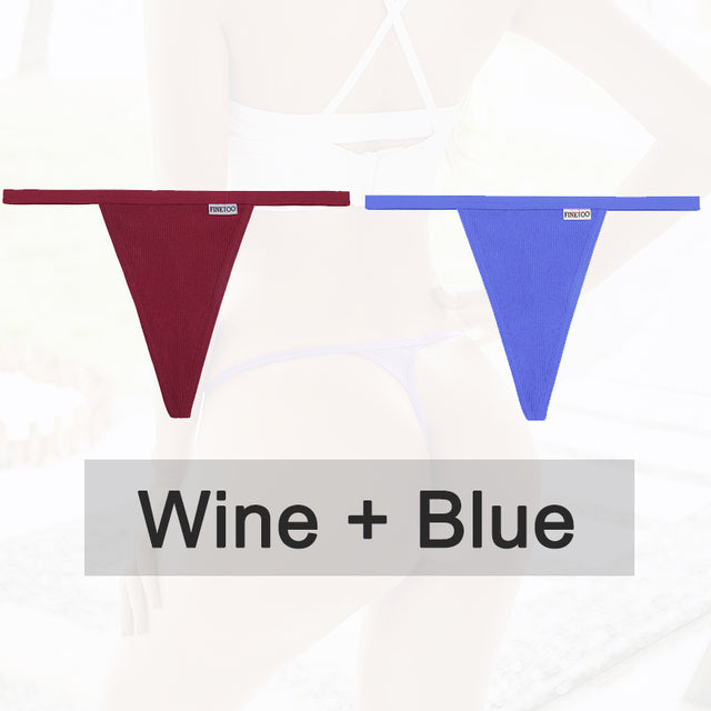 2PCS/Set Cotton Panties Sexy G-String Women Underwear T-Back Lingerie for Female Panties Underpants Briefs Thong Intimates