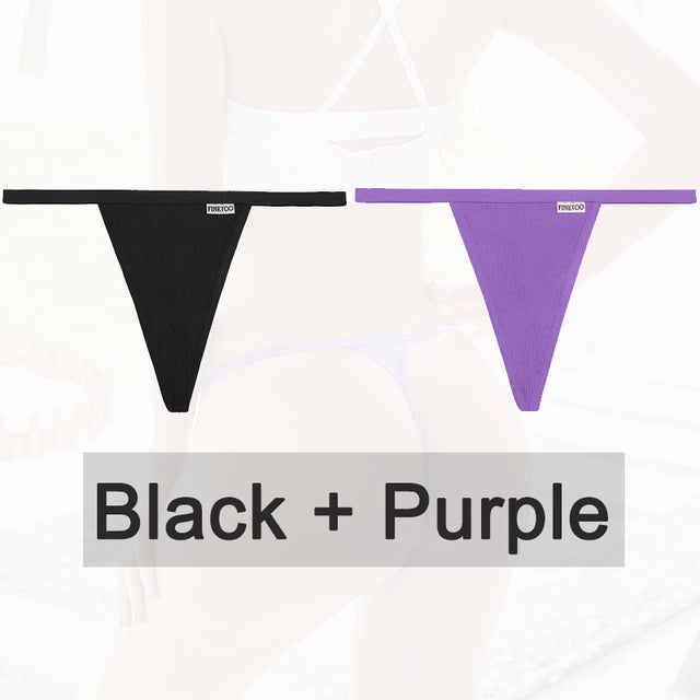 2PCS/Set Cotton Panties Sexy G-String Women Underwear T-Back Lingerie for Female Panties Underpants Briefs Thong Intimates