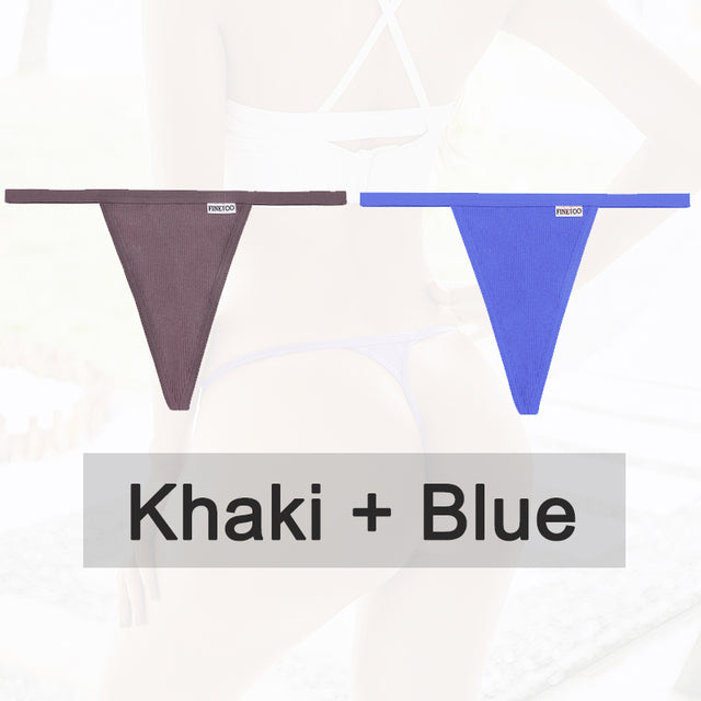 2PCS/Set Cotton Panties Sexy G-String Women Underwear T-Back Lingerie for Female Panties Underpants Briefs Thong Intimates