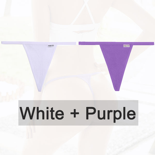 2PCS/Set Cotton Panties Sexy G-String Women Underwear T-Back Lingerie for Female Panties Underpants Briefs Thong Intimates