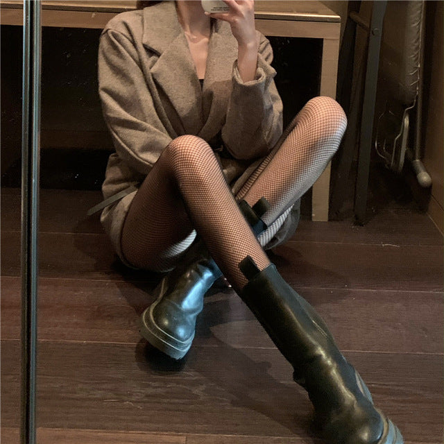 Stockings Bandage Cross Ribbon Knee Socks Anti-Snagging Party Fish Net 2 Wearing Ways Stocking Fishnet Pantyhose