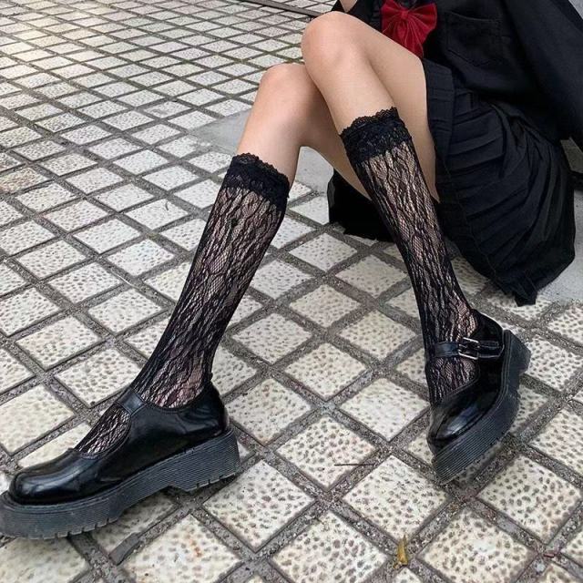 Stockings Bandage Cross Ribbon Knee Socks Anti-Snagging Party Fish Net 2 Wearing Ways Stocking Fishnet Pantyhose