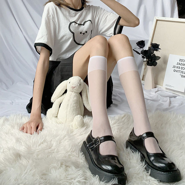 Stockings Bandage Cross Ribbon Knee Socks Anti-Snagging Party Fish Net 2 Wearing Ways Stocking Fishnet Pantyhose
