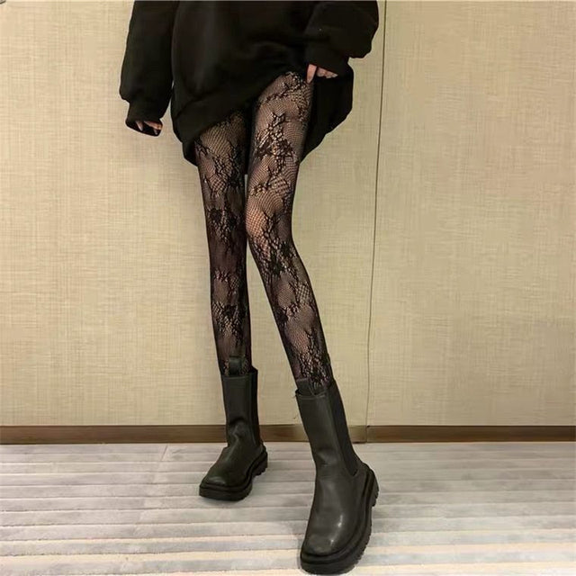 Stockings Bandage Cross Ribbon Knee Socks Anti-Snagging Party Fish Net 2 Wearing Ways Stocking Fishnet Pantyhose