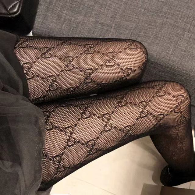Women Sexy Tight Pantyhose Fashion Luxury Letter Stockings Nylon Elastic Pantyhose Thin Tight Fishnet Stockings
